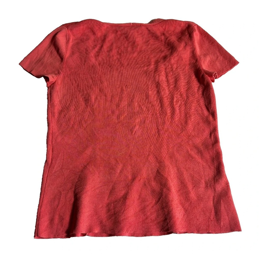 Talbots Peplum Top Womens PS Coral Slim Fitted Short Sleeve Square Neck Pullover - Picture 3 of 7
